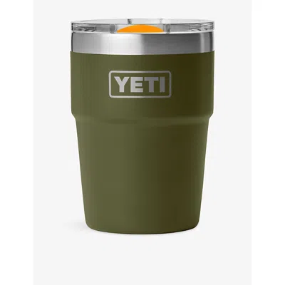 Yeti Olive & King Crab Orange Rambler 16oz Stackable Stainless-steel Tumbler 473ml In Green