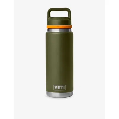 Yeti Olive & King Crab Orange Rambler 26oz Chug-cap Stainless-steel Bottle 769ml In Green