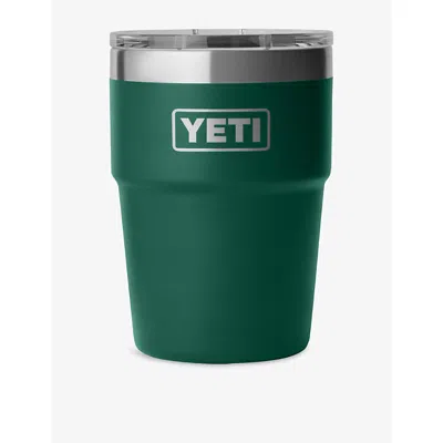 Yeti Rambler 16oz Stackable Stainless-steel Tumbler 473ml In Black Forest Green