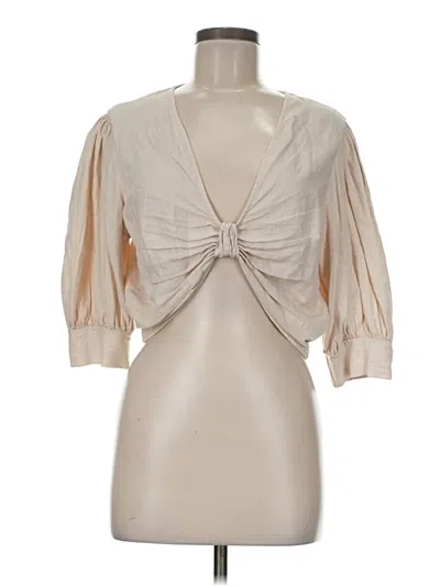 Pre-owned Yfb 3/4 Sleeve Blouse In Tan