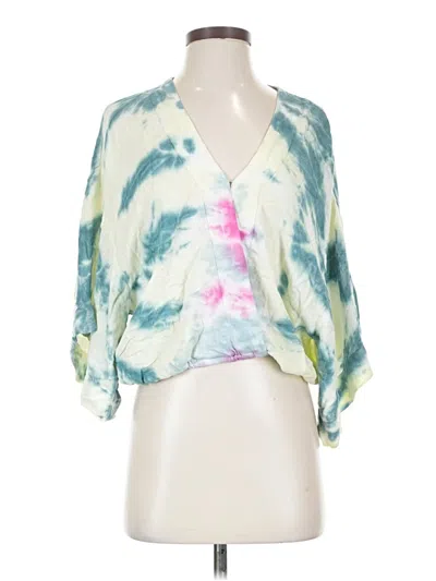 Pre-owned Yfb 3/4 Sleeve Blouse In Teal