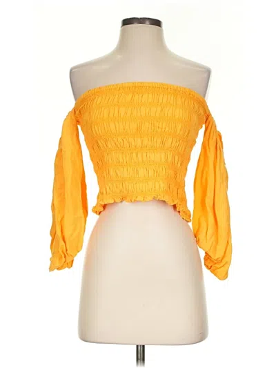 Pre-owned Yfb 3/4 Sleeve Blouse In Yellow