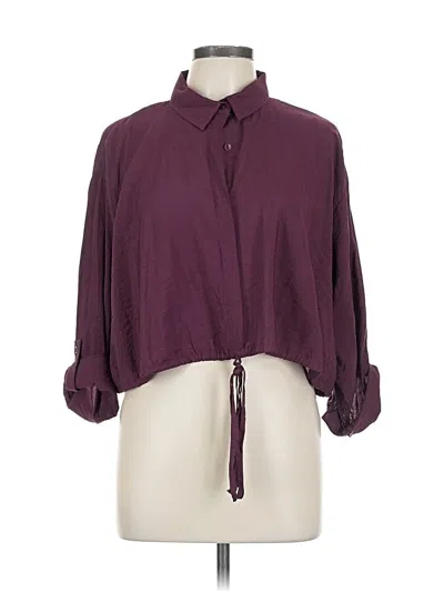 Pre-owned Yfb 3/4 Sleeve Button Down Shirt In Burgundy