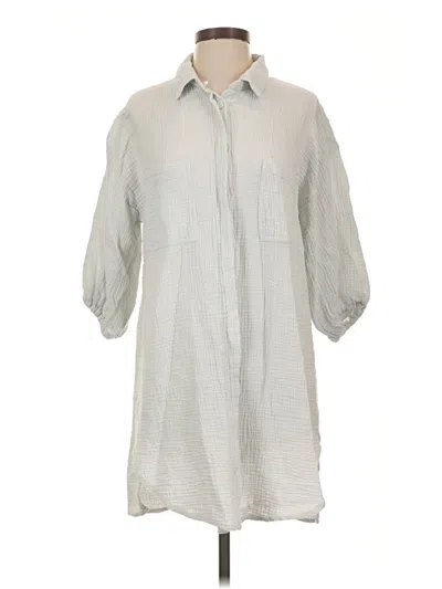 Pre-owned Yfb 3/4 Sleeve Button Down Shirt In Silver