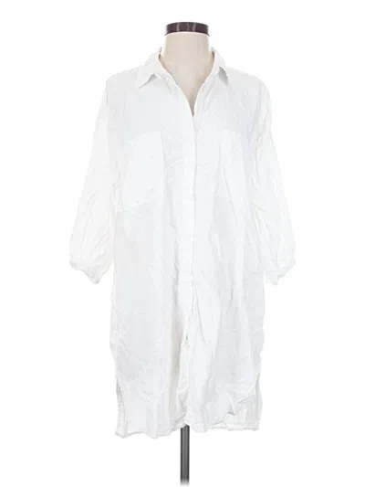 Pre-owned Yfb 3/4 Sleeve Button Down Shirt In White