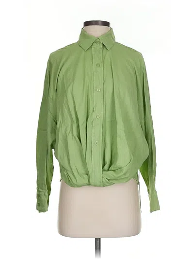 Pre-owned Yfb Long Sleeve Blouse In Green