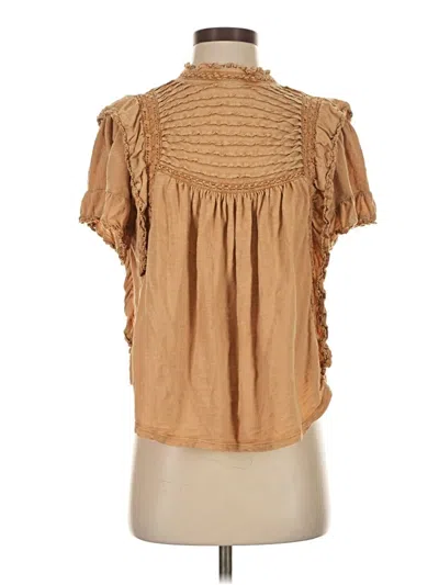 Pre-owned Yfb Short Sleeve Blouse In Brown
