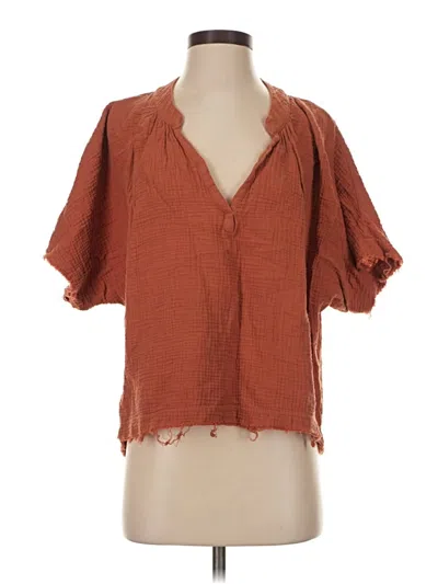 Pre-owned Yfb Short Sleeve Blouse In Brown