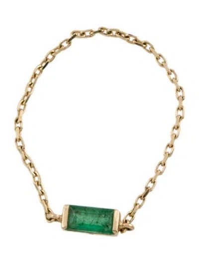 Pre-owned Yi Collection 14k Emerald Chain Ring In Multi