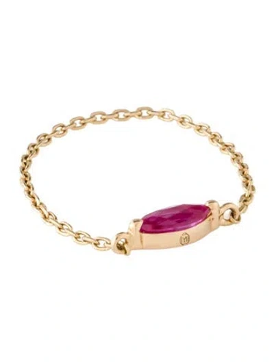 Pre-owned Yi Collection 14k Pink Sapphire Chain Ring In Multicolor
