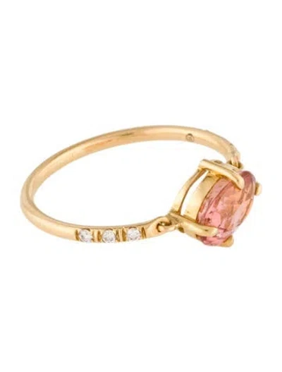 Pre-owned Yi Collection 18k 1.66ctw Tourmaline & Diamond Petite Circle Ring In Multi