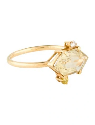 Pre-owned Yi Collection 18k 2.78ctw Citrine & Diamond Puzzle Cocktail Ring In Multi