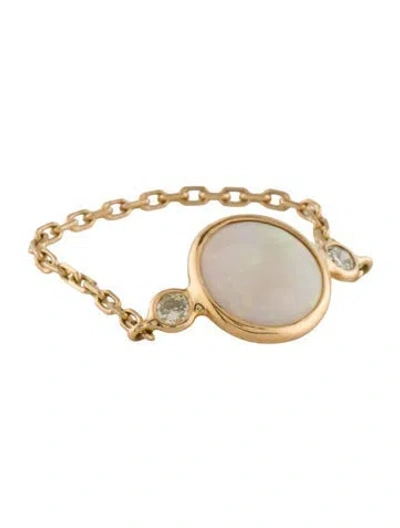 Pre-owned Yi Collection 18k Opal & Diamond Chain Cocktail Ring In Multi