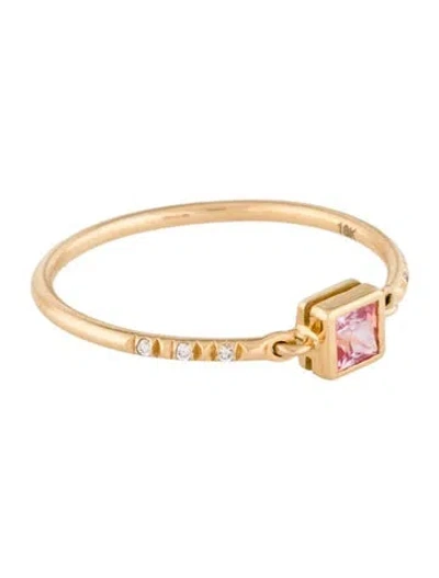 Pre-owned Yi Collection 18k Pink Sapphire & Diamond Petite Circle Cocktail Ring In Multi