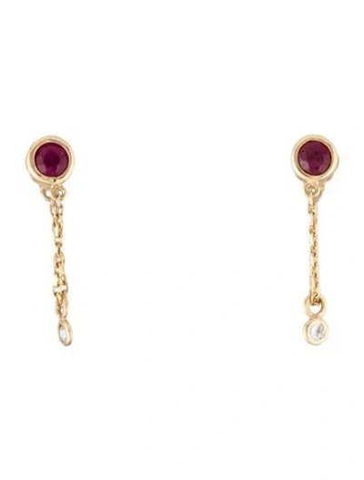 Pre-owned Yi Collection 18k Ruby & Diamond Chain Earrings In Multi