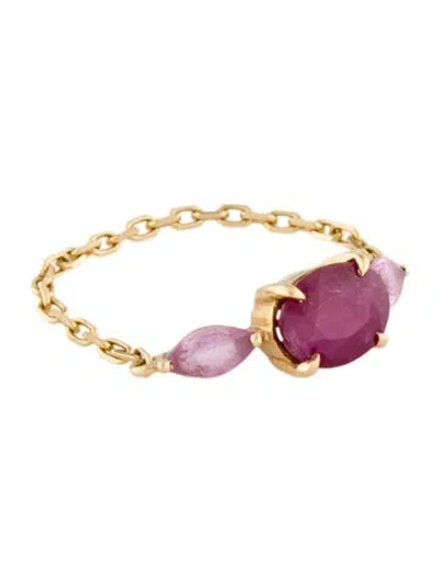 Pre-owned Yi Collection 18k Ruby & Sapphire Chain Cocktail Ring In Multi