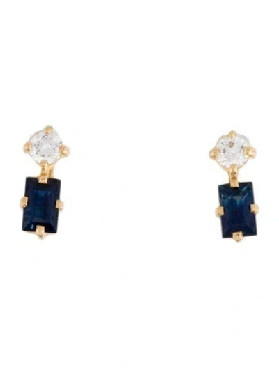 Pre-owned Yi Collection 18k Sapphire & Diamond Deco Earrings In Multi