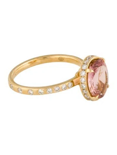 Pre-owned Yi Collection 18k Tourmaline & Diamond Cocktail Ring In Multi
