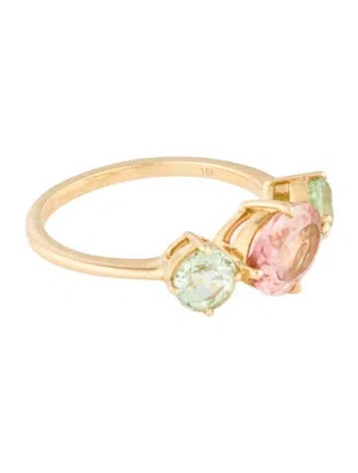 Pre-owned Yi Collection 18k Tourmaline Macaroon Ring In Multi