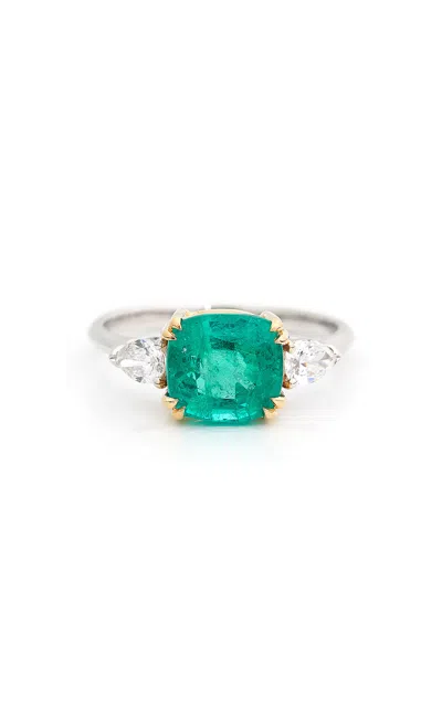 Yi Collection 18k Yellow And White Gold Emerald And Diamond Ring In Green