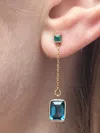 Yi Collection 18k Yellow Gold Chain Emerald And Topaz Earrings In Blue