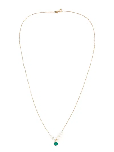 Yi Collection 18k黄金 Gaia 珍珠祖母绿宝石项链 In Yellow