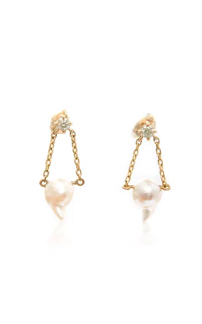 Yi Collection 18k Yellow Gold Pearl And Diamond Earrings In White