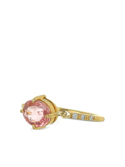 Yi Collection 18k Yellow Gold Petite Circle Diamond And Pink Tourmaline Ring