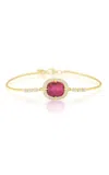 Yi Collection 18k Yellow Gold Rubellite And Diamond Aurora Bangle In Red