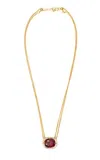 Yi Collection 18k Yellow Gold Rubellite And Diamond Necklace In Red