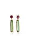 Yi Collection 18k Yellow Gold Ruby; Tourmaline Earrings In Multi