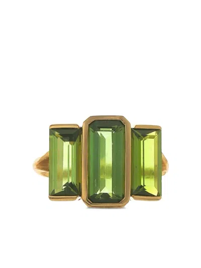Yi Collection 18k Yellow Gold Supreme Deco Ring In Green