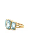 Yi Collection 18k Yellow Gold Tonal Deco Supreme Aquamarine Ring In Blue