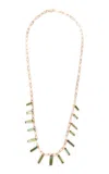 Yi Collection 18k Yellow Gold Tourmaline Bamboo Necklace In Green