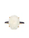 Yi Collection 9k Yellow Gold Globe Sapphire And Moonstone Ring In White