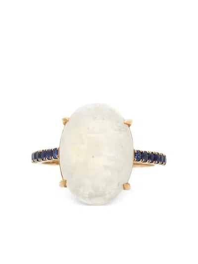 Yi Collection 9k Yellow Gold Globe Sapphire And Moonstone Ring In White