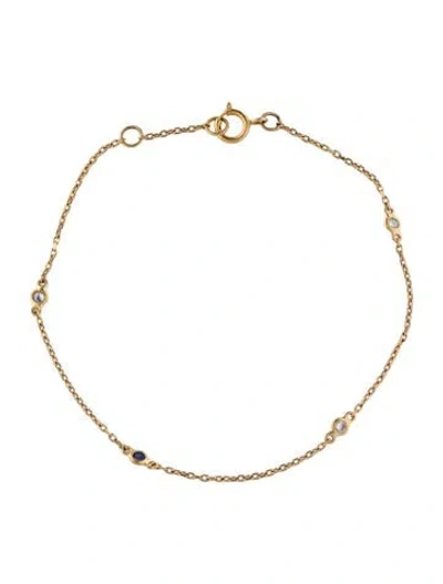 Pre-owned Yi Collection Diamond & Sapphire Petite Dot Bracelet, 6.5" In Multi