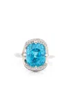 Yi Collection Platinum Zircon And Diamond Ring In Blue