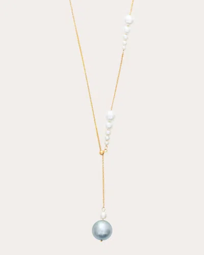 Yi Collection Women's Akoya & Tahitian Pearl 18k Gold Lariat Necklace In Blue