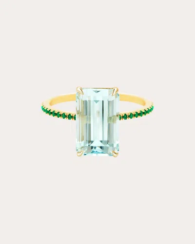 Yi Collection Women's Aquamarine & Emerald 18k Gold Spring Ring