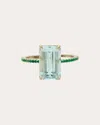 YI COLLECTION WOMEN'S AQUAMARINE AND EMERALD SPRING RING 18K GOLD