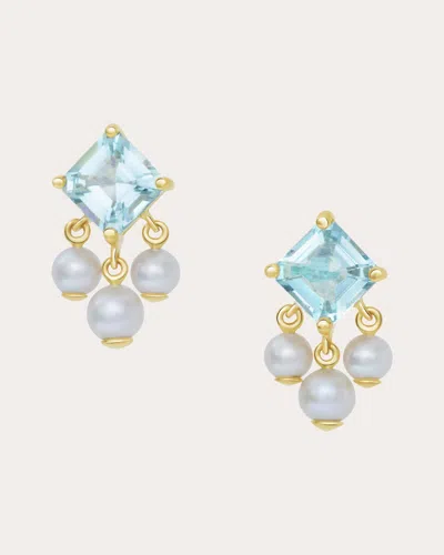 Yi Collection Women's Aquamarine & Pearl Nymph Stud Earrings In Blue