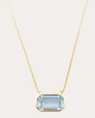 Yi Collection Women's Aquamarine Nouveau Pendant Necklace In Gold