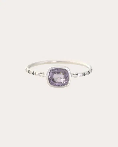 Yi Collection Women's Black Diamond & Lilac Gray Spinel Petite Circle Ring In Gold