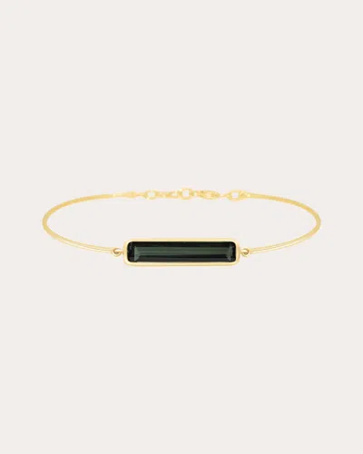 Yi Collection Women's Black Tourmaline Protection Bar Bangle In Green