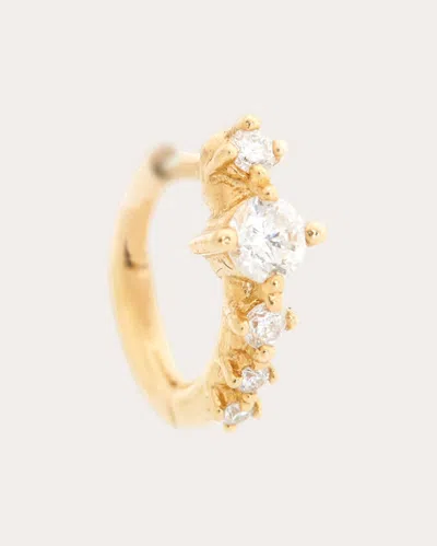 Yi Collection Women's Diamond & 14k Gold Starburst Hoop Earring