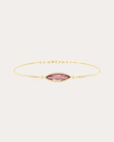 Yi Collection Women's Diamond & Pink Tourmaline Marquise Bangle In Gold