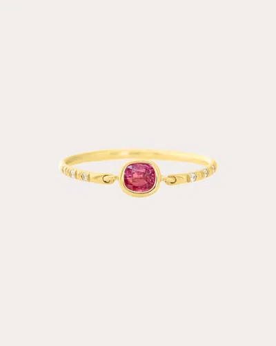 Yi Collection Women's Diamond & Raspberry Spinel Petite Circle Ring In Gold