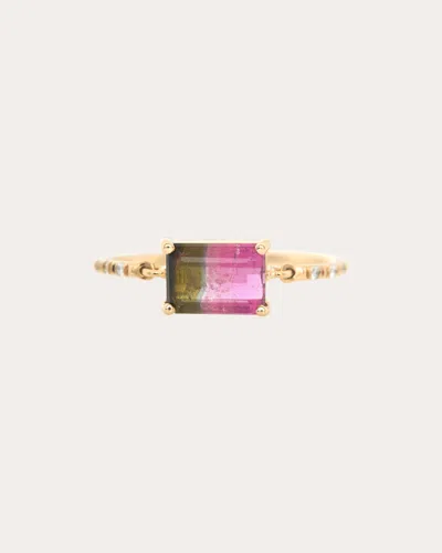 Yi Collection Women's Diamond & Watermelon Tourmaline Petite Ring In Gold