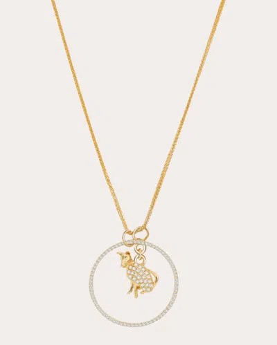 Yi Collection Women's Diamond Zodiac Dog Pendant Necklace In Gold